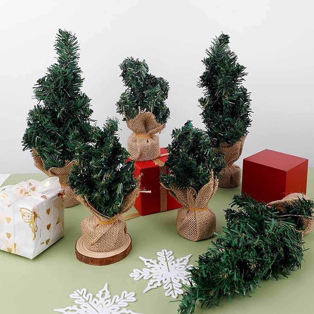 Kerstboom Mini 6st 20/30cm Kunststof met Voet