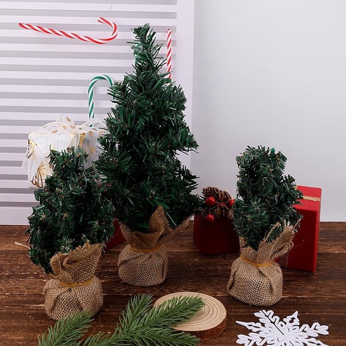 Kerstboom Mini 6st 20/30cm Kunststof met Voet