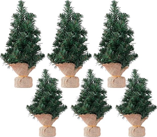 Kerstboom Mini 6st 20/30cm Kunststof met Voet