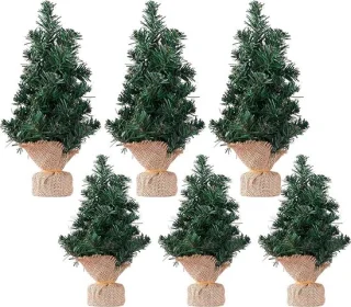 Kerstboom Mini 6st 20/30cm Kunststof met Voet
