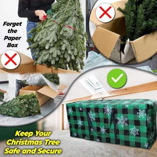 Kerstboom Opbergtas - Boomzak Xmas Cover - Opbergen Decoraties - Waterdicht Oxford Doek - 165x38x76 cm - Rode Plaid