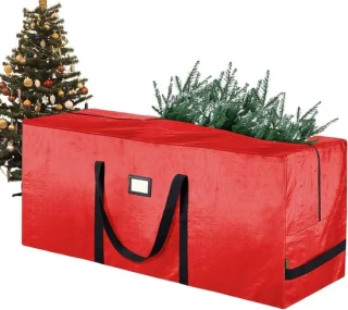 Kerstboom opbergtas met rits 122x38x51 cm rood