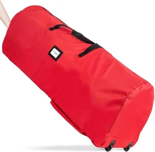 Kerstboom opbergtas met wielen 122x51x31 cm rood