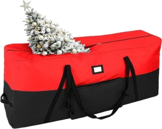 Kerstboom opbergtas voor bomen tot 7.5 ft, zwart en rood