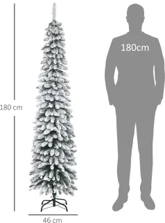 Kerstboom Smal 180 cm Wit/Groen