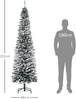 Kerstboom Smal 225 cm Wit/Groen