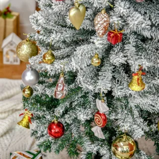 Kerstboom Smal 225 cm Wit/Groen