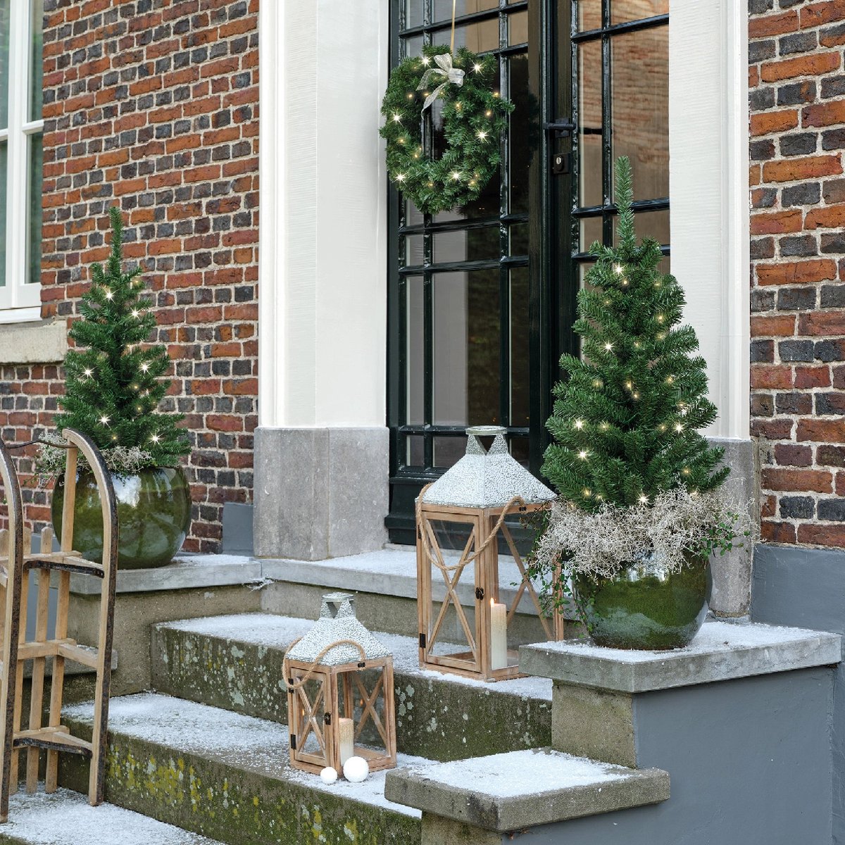 Kerstboom Steker 43cm Groen/Wit