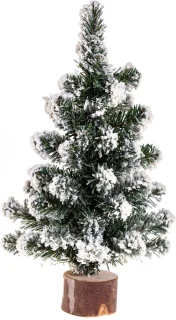 Kerstboompje met kunstsneeuw 25 cm op houten voet