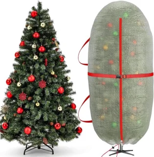 Kerstboomtas Opberghoes 140x140x196 cm Wit/Rood