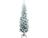 Kerstkroon smalle kerstboom met sneeuw 180 cm