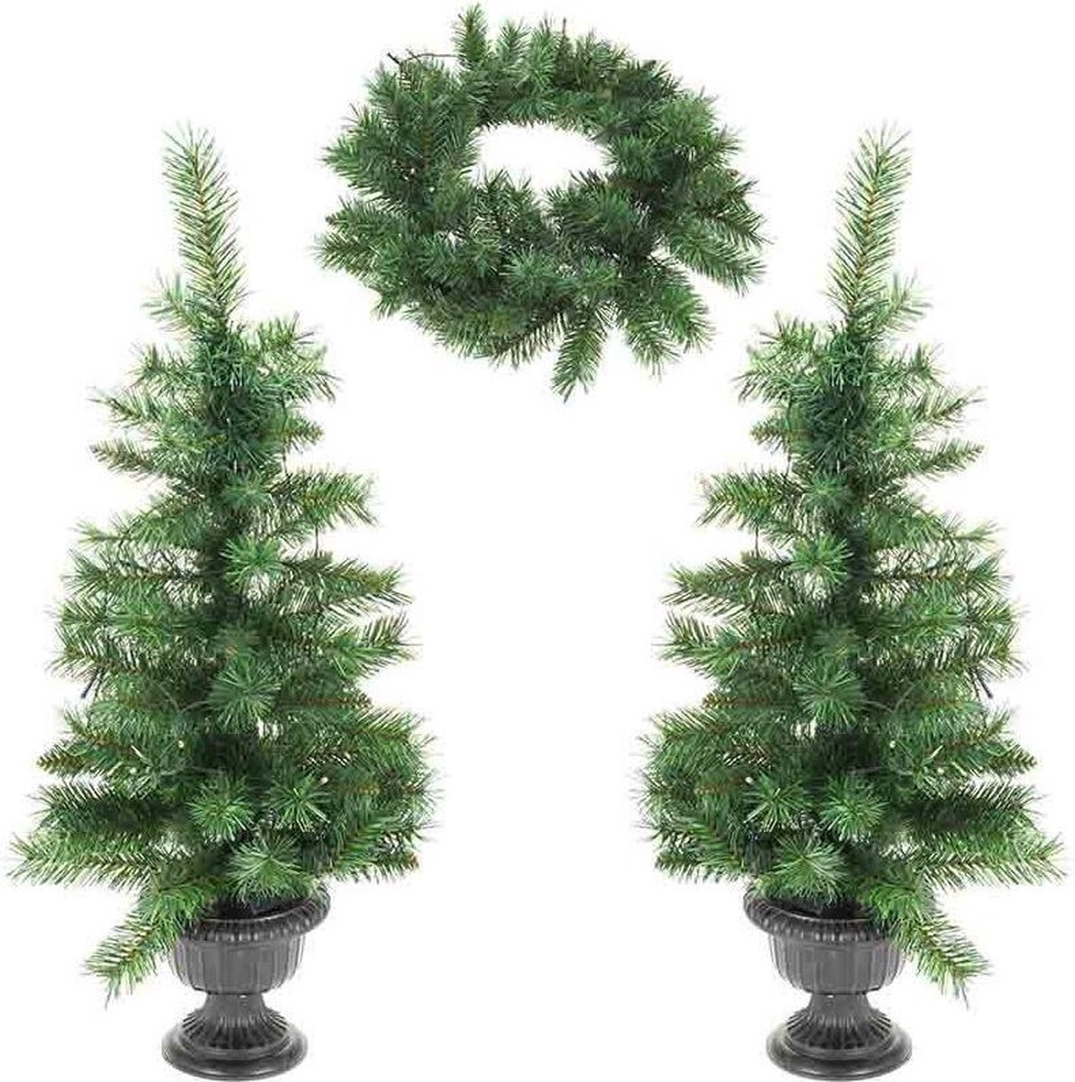 Kerstverlichting set 3-delig LED bomen en krans