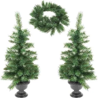 Kerstverlichting set 3-delig LED bomen en krans