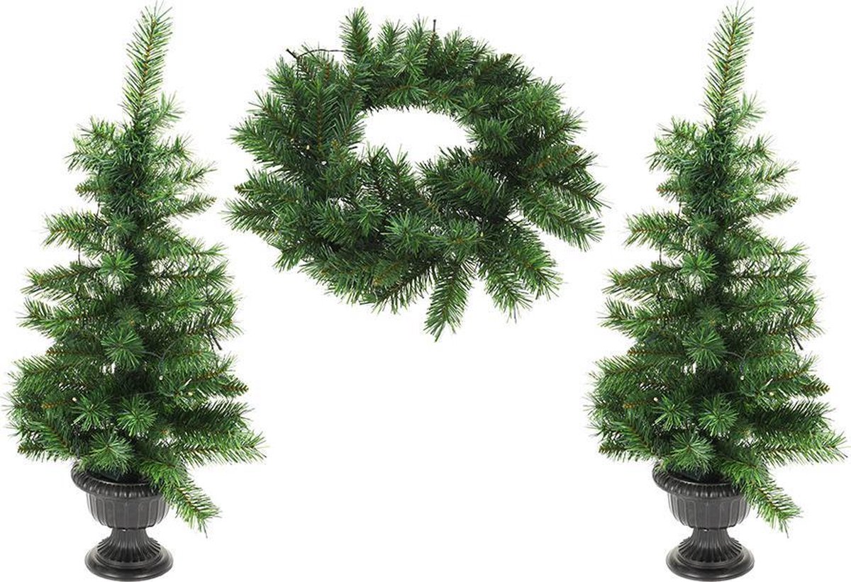Kerstverlichting set 3-delig LED bomen en krans