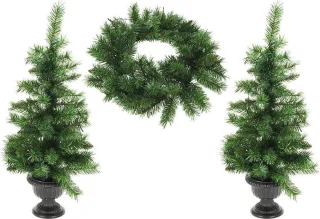 Kerstverlichting set 3-delig LED bomen en krans