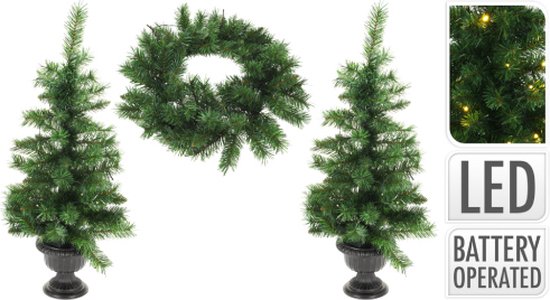 Kerstverlichting set 3-delig LED bomen en krans
