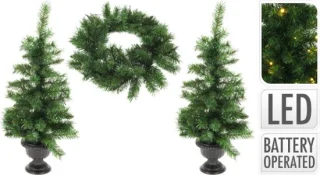 Kerstverlichting set 3-delig LED bomen en krans