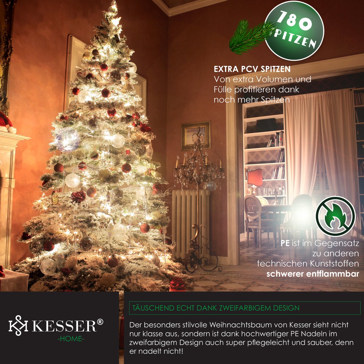 KESSER Kunstkerstboom PE Sneeuw 180cm