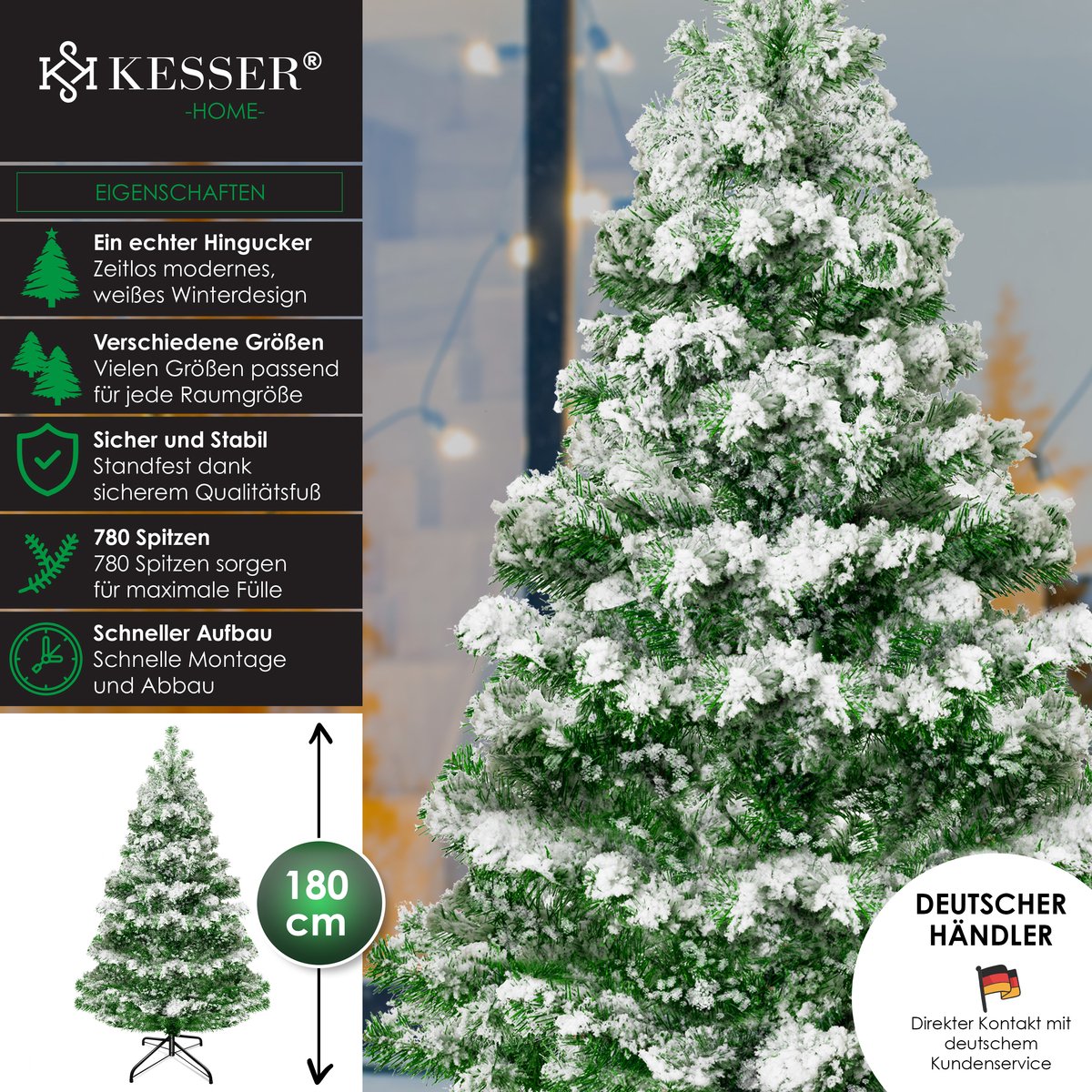 KESSER Kunstkerstboom PE Sneeuw 180cm