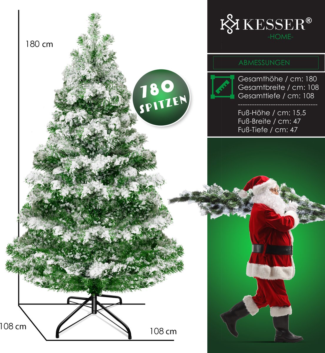 KESSER Kunstkerstboom PE Sneeuw 180cm