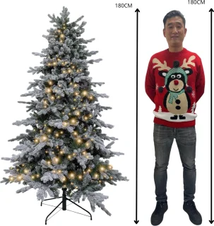 KJ Vancouver Flock de Luxe besneeuwde kunstkerstboom 180 cm