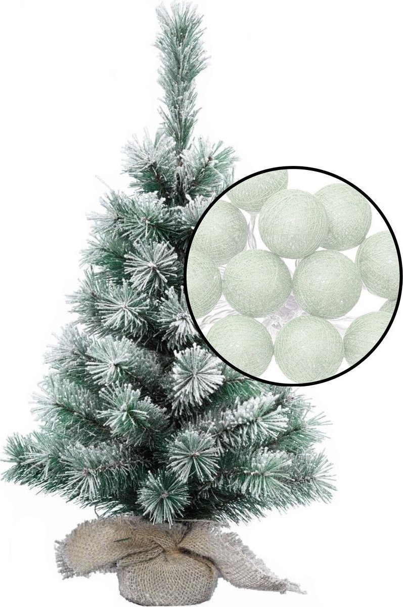 kleine besneeuwde kunstkerstboom 60 cm met lichtsnoer