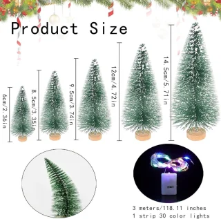 Kleine dennenboom kerstdecoratie set - 5 stuks