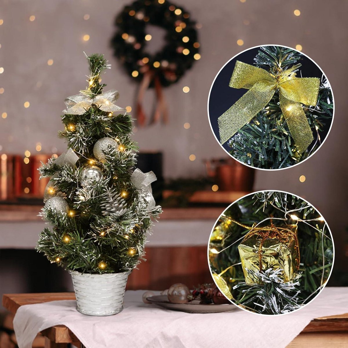 Kleine kerstboom 40 cm zilver - Denarnia