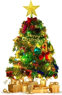 Kleine kerstboom met verlichting groen 50 cm