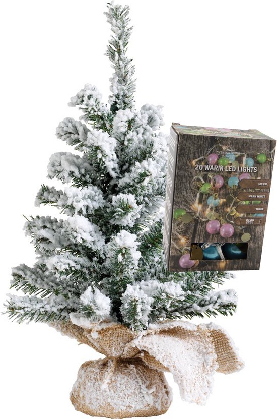 Kleine kunst kerstboom besneeuwd 45 cm