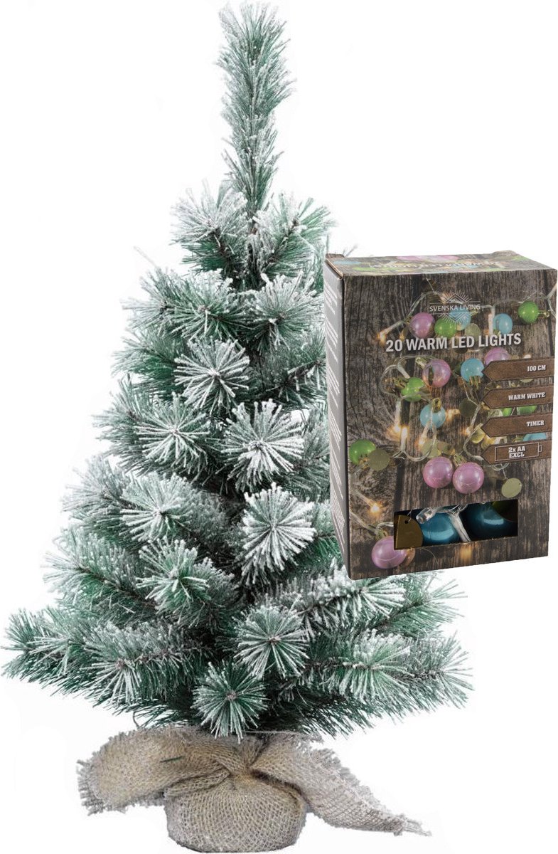 Kleine kunst kerstboom besneeuwd 60 cm