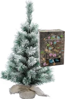 Kleine kunst kerstboom besneeuwd 60 cm
