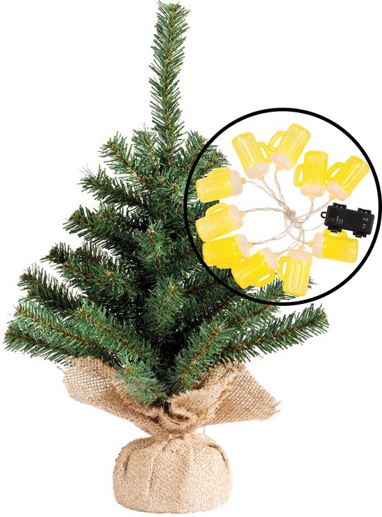 Kleine kunst kerstboom groen 45 cm met lichtsnoer