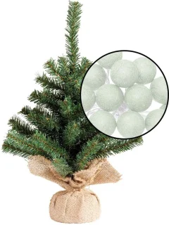 Kleine kunst kerstboom H45 cm met lichtsnoer lichtgroen
