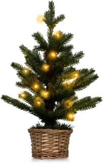 Kleine kunstkerstboom 53 cm met houten pot