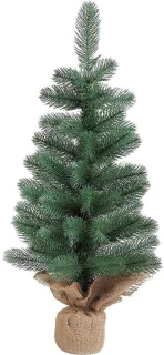 Kleine kunstkerstboom 65 cm met jute zak