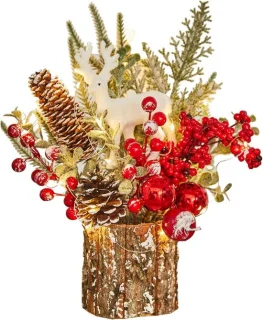Kleine kunstkerstboom - Baumstumpf rood - 28 cm