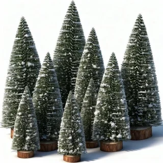 Kleine kunstkerstboom groen houten basis