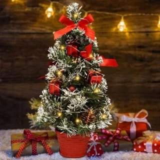 Kleine kunstkerstboom met ledverlichting - 40 cm