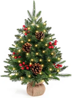 Kleine kunstkerstboom met ledverlichting, 40 cm