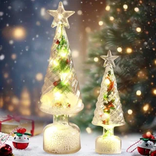 Kleine kunstkerstboom met ledverlichting, set van 2