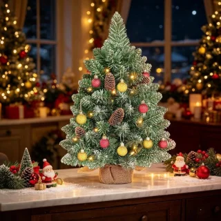 Kleine kunstkerstboom met verlichting groen 60 cm