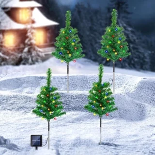 Kleine kunstkerstboompjes zonne-energie kerstverlichting