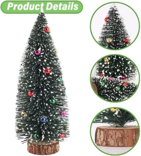 Kleine kunstmatige kerstboom met houten ornamenten, 20 cm