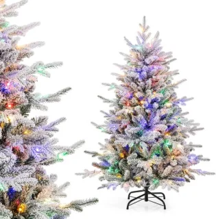 KOMFOTTEU Besneeuwde kerstboom met ledlampen (147 cm)