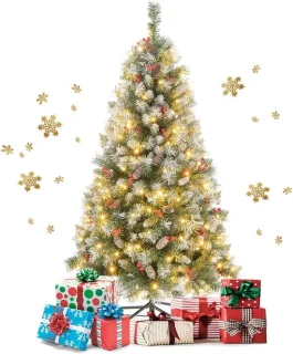 KOMFOTTEU kunstkerstboom met rode ananas en bessen