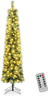 KOMFOTTEU slanke kunstkerstboom met ledverlichting, 180 cm