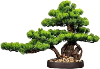 Kunst bonsaiboom in keramische pot, 45x35 cm, groen