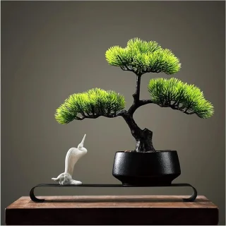 Kunst bonsaiboom nep pijnboom 32x25cm groen