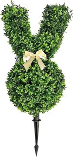 Kunst hazeboom met konijn - 19 cm - groen